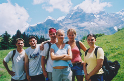 Mason, Nigel, Jim, Meredith, Kathy, (?), and Alex (behind the camera) at the festival on a beautiful Sunday afternoon of July 28, 2002.