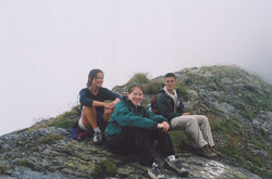 Everyone is in good spirits while resting on the final ridge. Ready to go into the white.