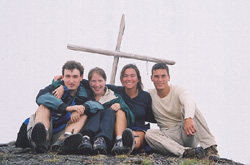 Alex, Steph, Nichole, and Jason on Bietenhorn summit. There was a white wall of clouds all around us, but we loved it!