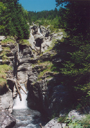 One of many waterfalls on the way. This one is the continuation of Sprutz waterfall, which is a bit up the mountain.