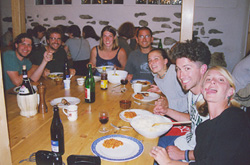 Chicken and Rice Night. Left to right: Nick, Dana, Heather, Johnny, Marisa, Jeff, Cougar (Vancouver, BC).