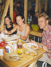 Marisa, Jen and Roman. Yammy. That lasagna was awesome! Thanks Roman!