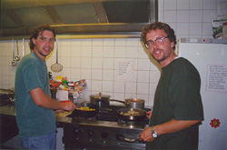 Nick and Dana cooking dinner. It's a secret recipe. FBI permission to enter the kitchen is required.