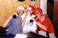 Sebastian, Eli, and Jason are in good spirits. Did I say spirits? Nah, just wine and beer for now.